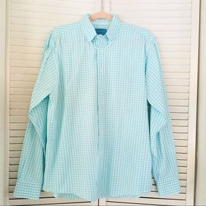 CASTAWAY NANTUCKET ISLAND Mens Light Blue Checked 100% Cotton Button Down Shirt
